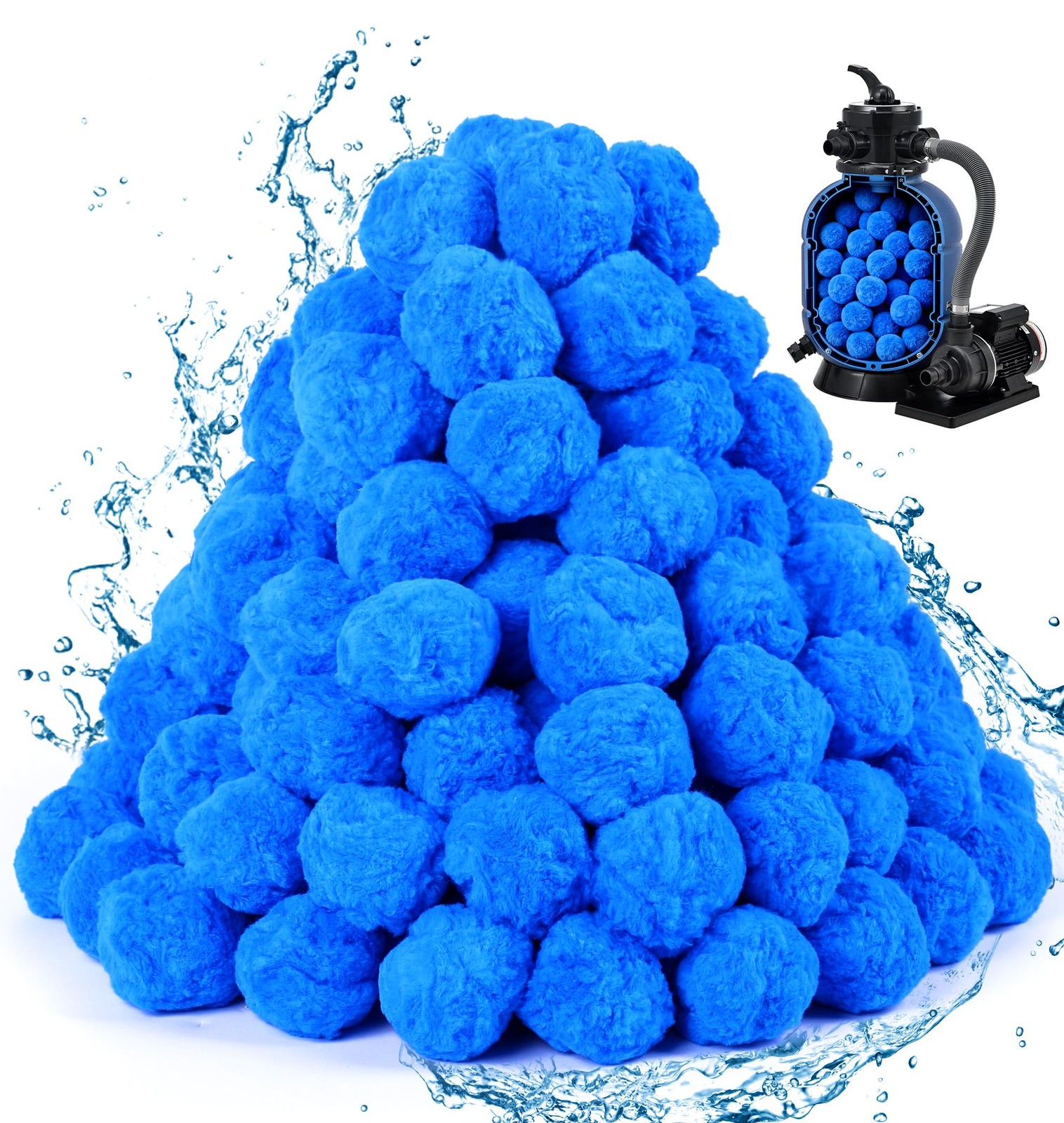 BluClear 3.5 lbs Pool Filter Balls for Sand Pump, Reusable Blue Pool Filter M... gallery