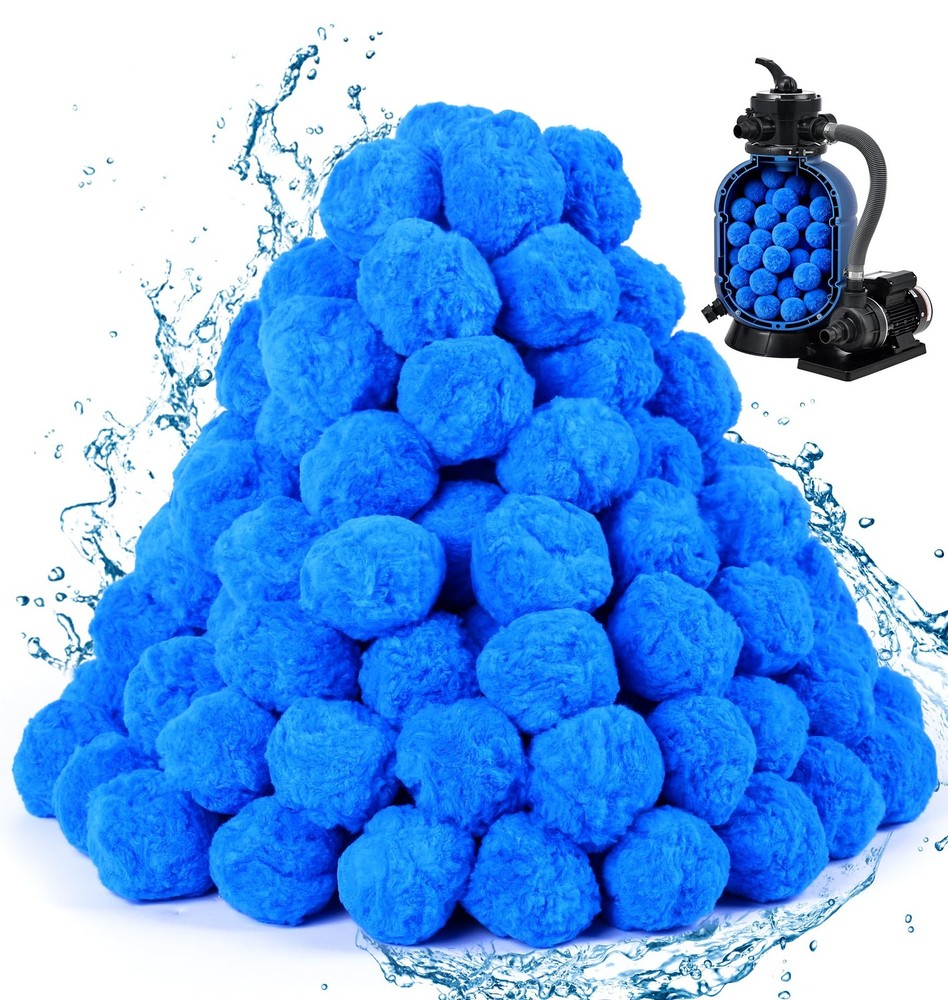 BluClear 3.5 lbs Pool Filter Balls for Sand Pump, Reusable Blue Pool Filter M...
