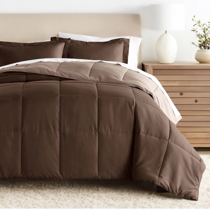 Kaycie Gray King 3PC Reversible Comforter Set - Taupe Chocolate Down Alternative gallery