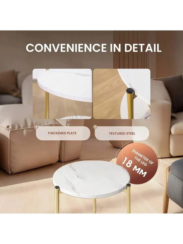 Double-Tier Round Side Table Minimalist Coffee Table Indoor/Outdoor gallery
