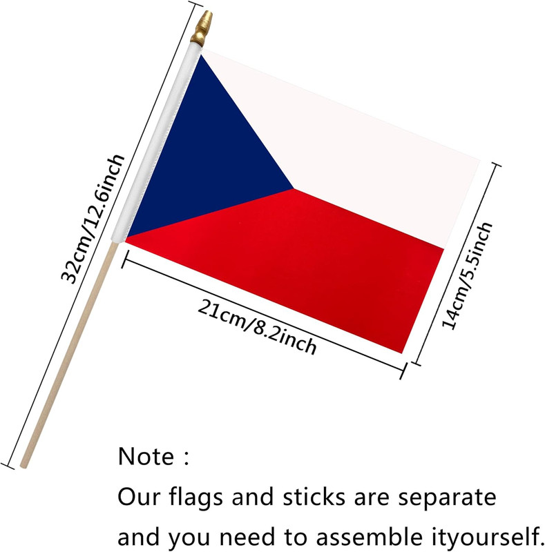 Czech Republic Stick Flag Czechia Small Mini Hand Held Flags,5X8 Inch,12 Pack gallery