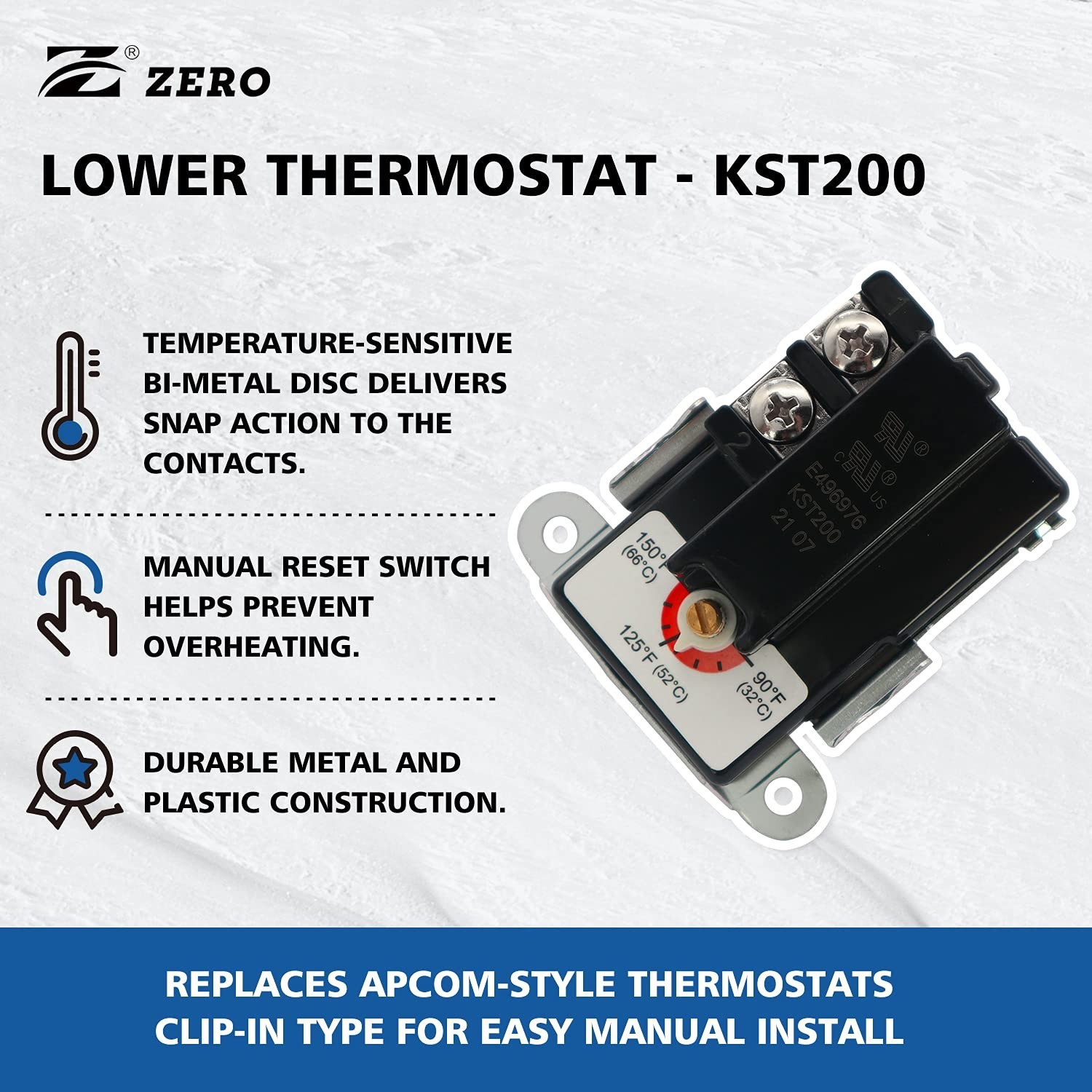 Zero KST200 Water Heater Thermostat,Lower Thermostat,UL Certification,Black gallery