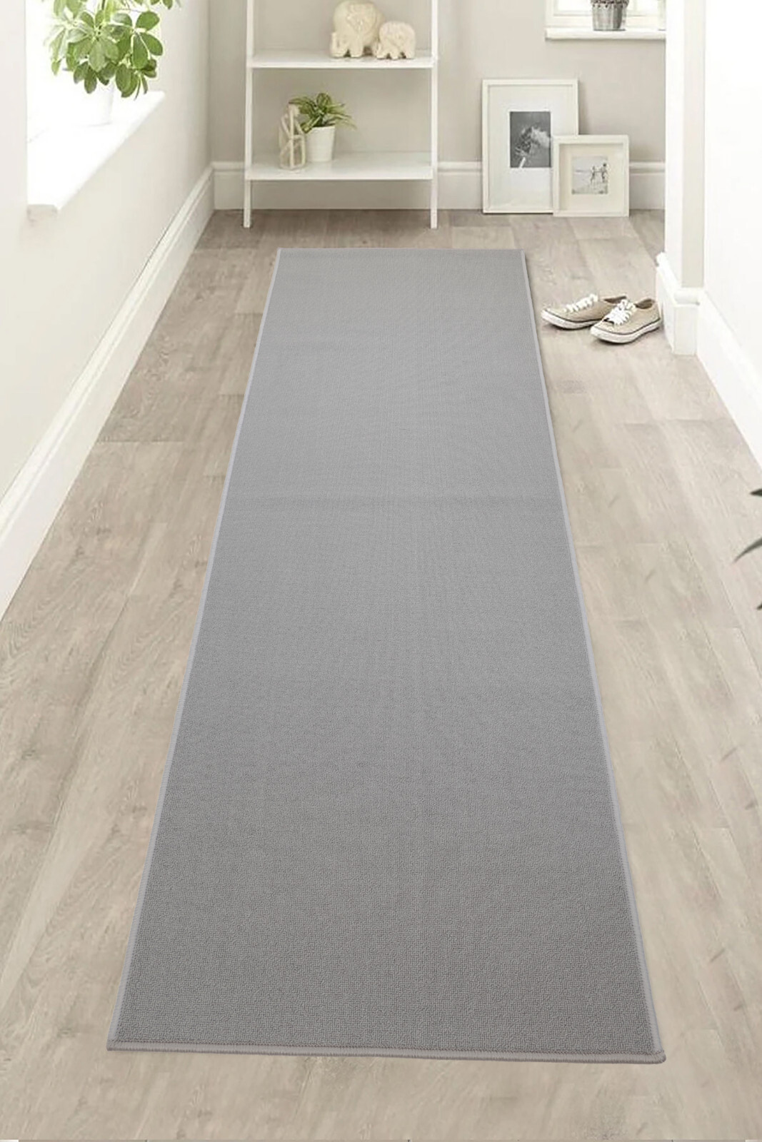 Custom Size Runner Rug Low Profile Loop Pile Anti Slip Solid Black Color gallery