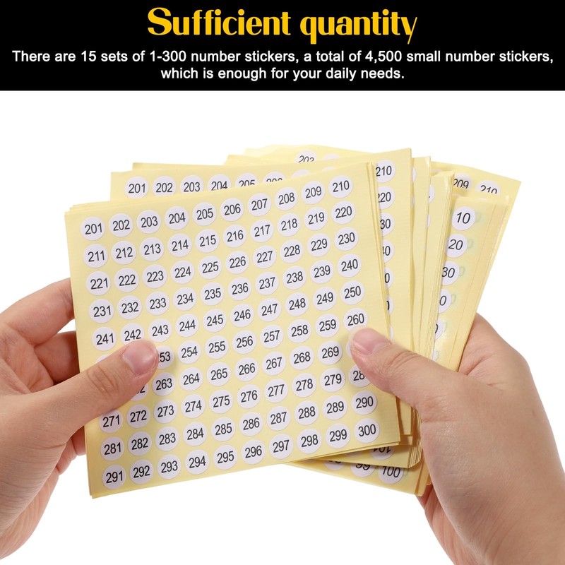 1-300 Stickers with Numbers, Numbered Stickers, Consecutive Number Yellow gallery