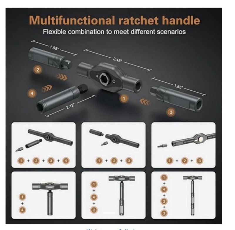 25Pcs 24 in 1 Multifunction Screwdriver Head Set Household Repair Ratchet Wrench gallery