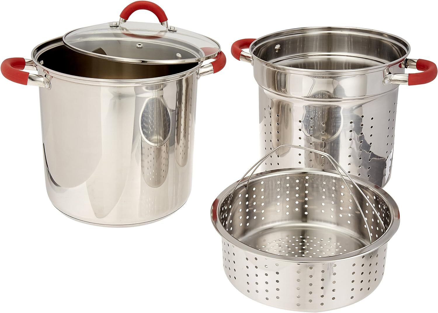 12 Qt Multifunction Stainless Steel Pasta Cooker w/ Encapsulated Base Vented Lid gallery