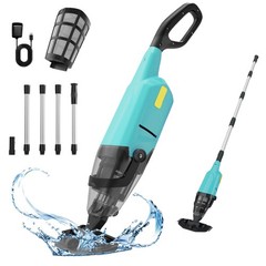 Cordless Rechargeable Pool Vacuum Handheld Cleaner 90min IPX8 w/ Telescopic Pole