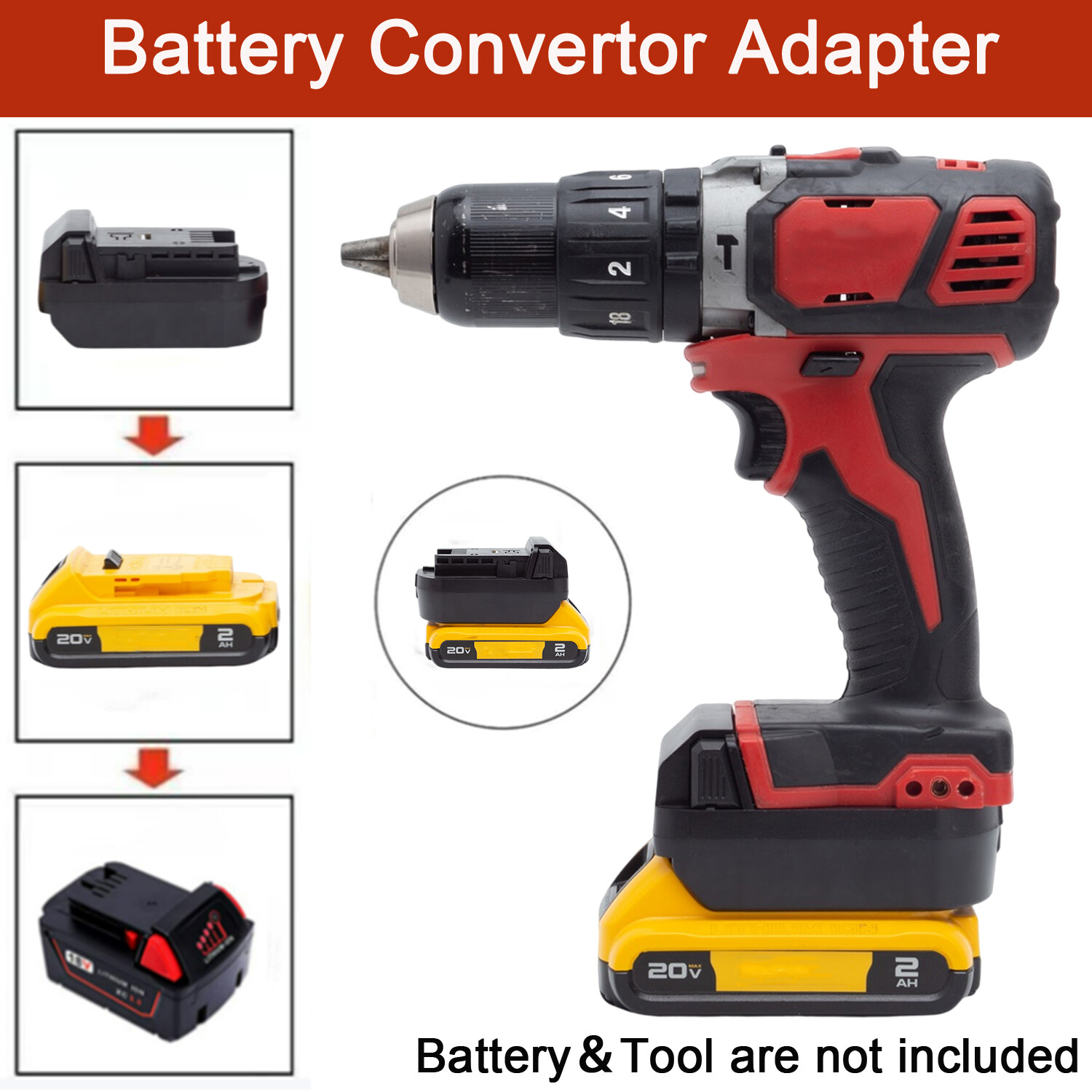 Battery Adapter Converter For Dewalt 20V Battery To For Milwaukee 18V Power Tool gallery