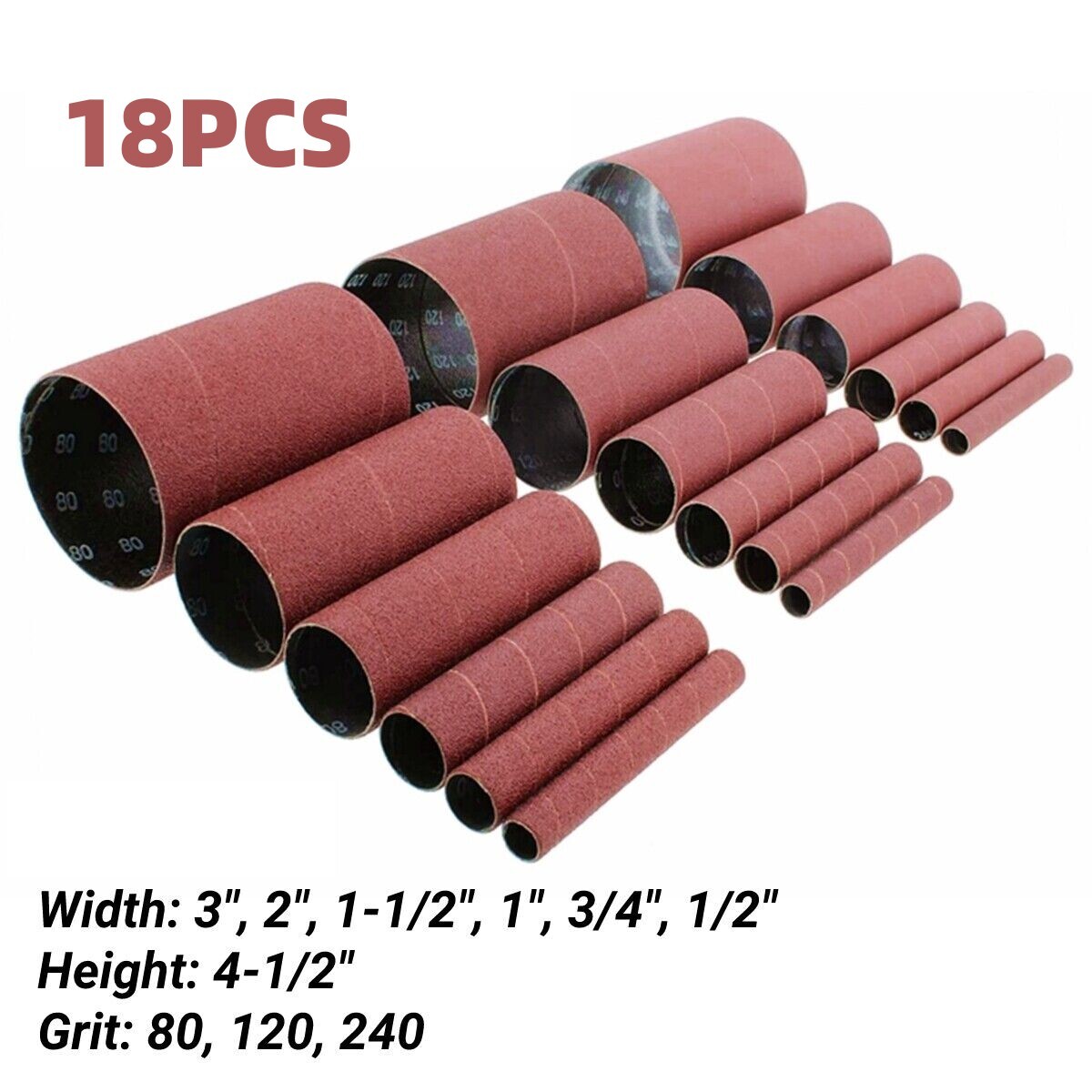 4-1/2" Oscillating Sander Spindle Sanding Drum Sleeves Paper Set 80 120 240 Grit gallery