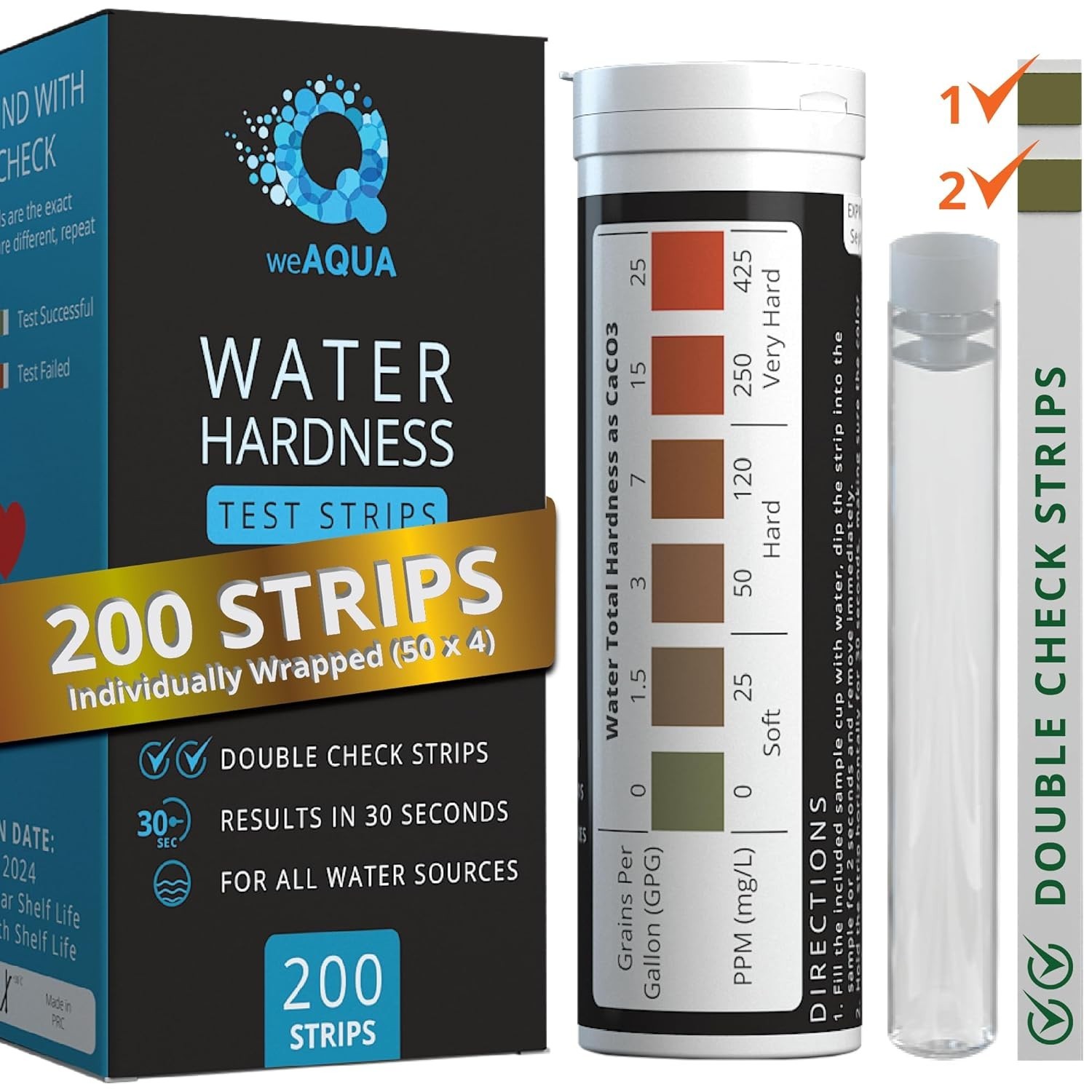 DoubleCheck Water Hardness Kit 200 Strips with Sample Cup - Hard Water Testi... gallery