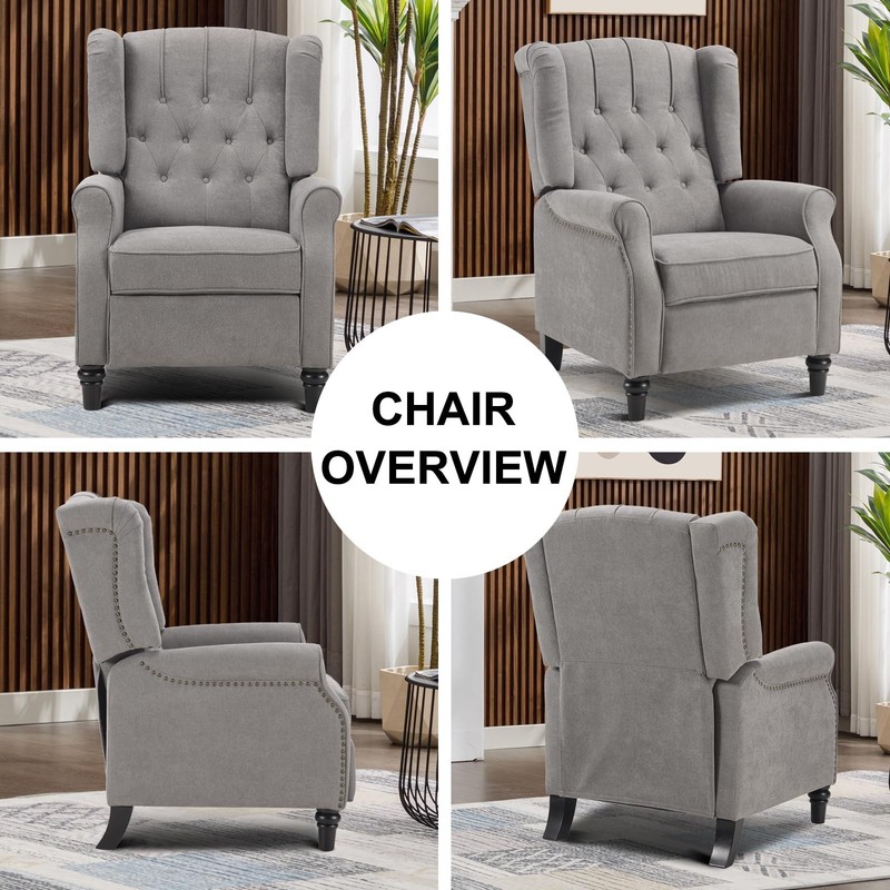 Canmov Pushback Recliner Chair, Wingback Accent Chair with Rivet Decoration gallery