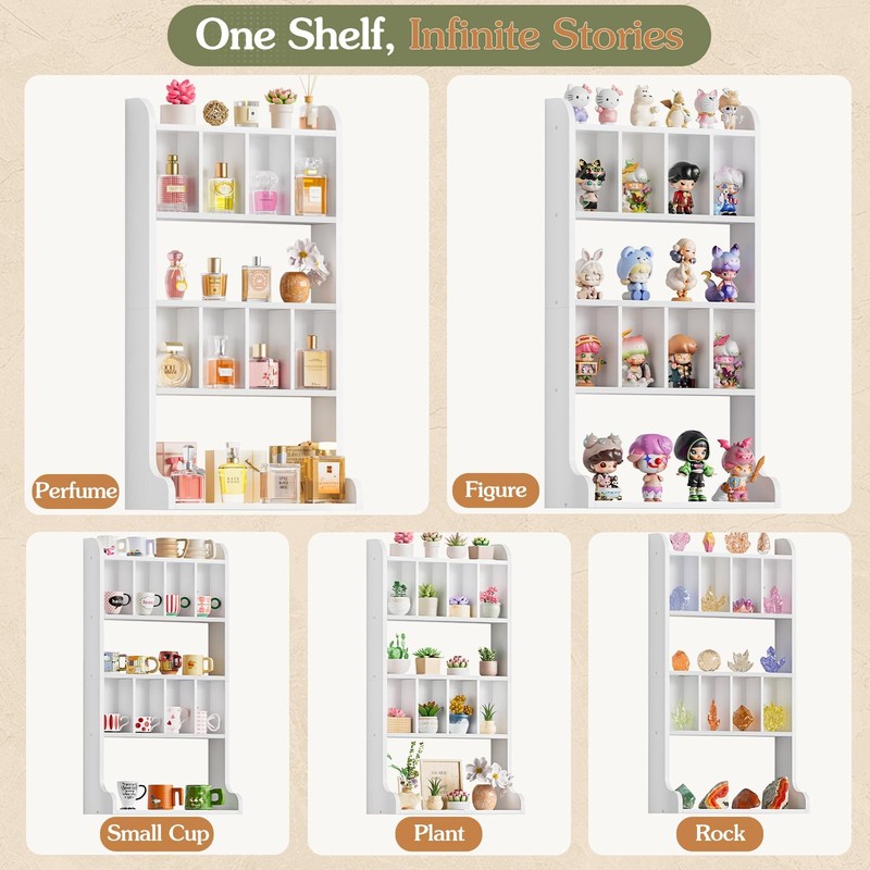 Perfume Organizer Wall Mount & Large Cologne Display Case - Wooden Multi-Tier gallery