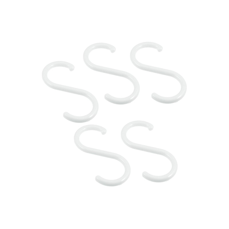5Pcs White Plastic S Shape Hanger Hook for Home Clothing Baskets gallery