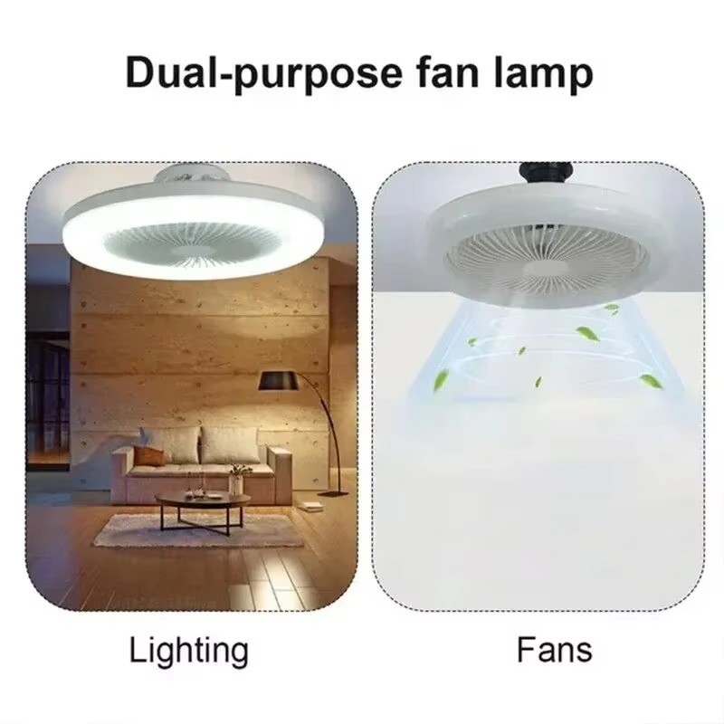 Fan For E27 Socket Light With Remote Ceiling Fan Adjustable Smart LED 3Speed AC gallery