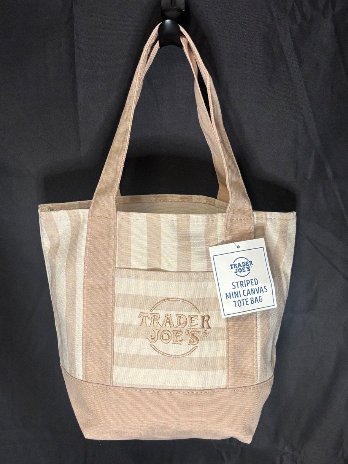 Limited Edition 2026 Trader Joe’s Desert Sand Striped Mini Canvas Tote Bag gallery
