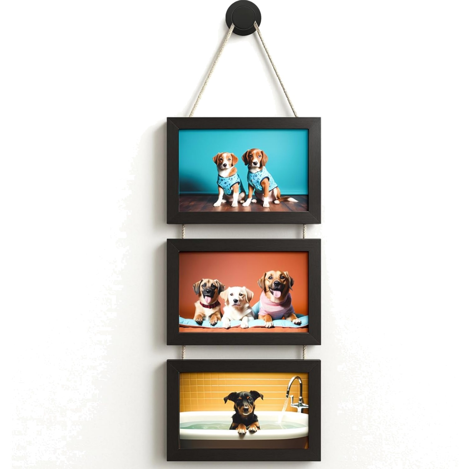 4x6 Inch Hanging Picture Frames with 3 Openings Rustic Wood Wall Photo Frame gallery