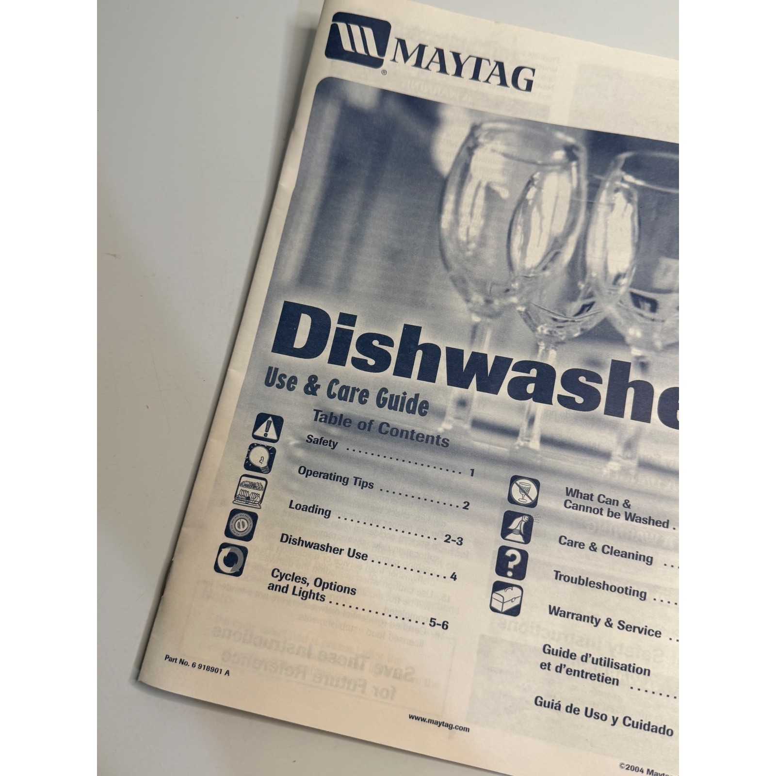 VTG Maytag Dishwasher Use Care Guide Manual MDB-7 White Blue Paper Booklet 2004 gallery