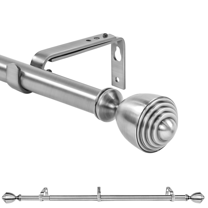 1" Diameter Urn Adjustable Single Drapery Curtain Rod,28”-48"/48"-84"/84"-120" gallery