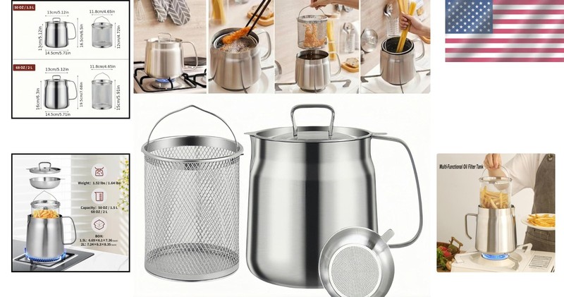Multi-Functional 68oz Oil Filter Pot – Easy to Use Fryer & Grease Container gallery