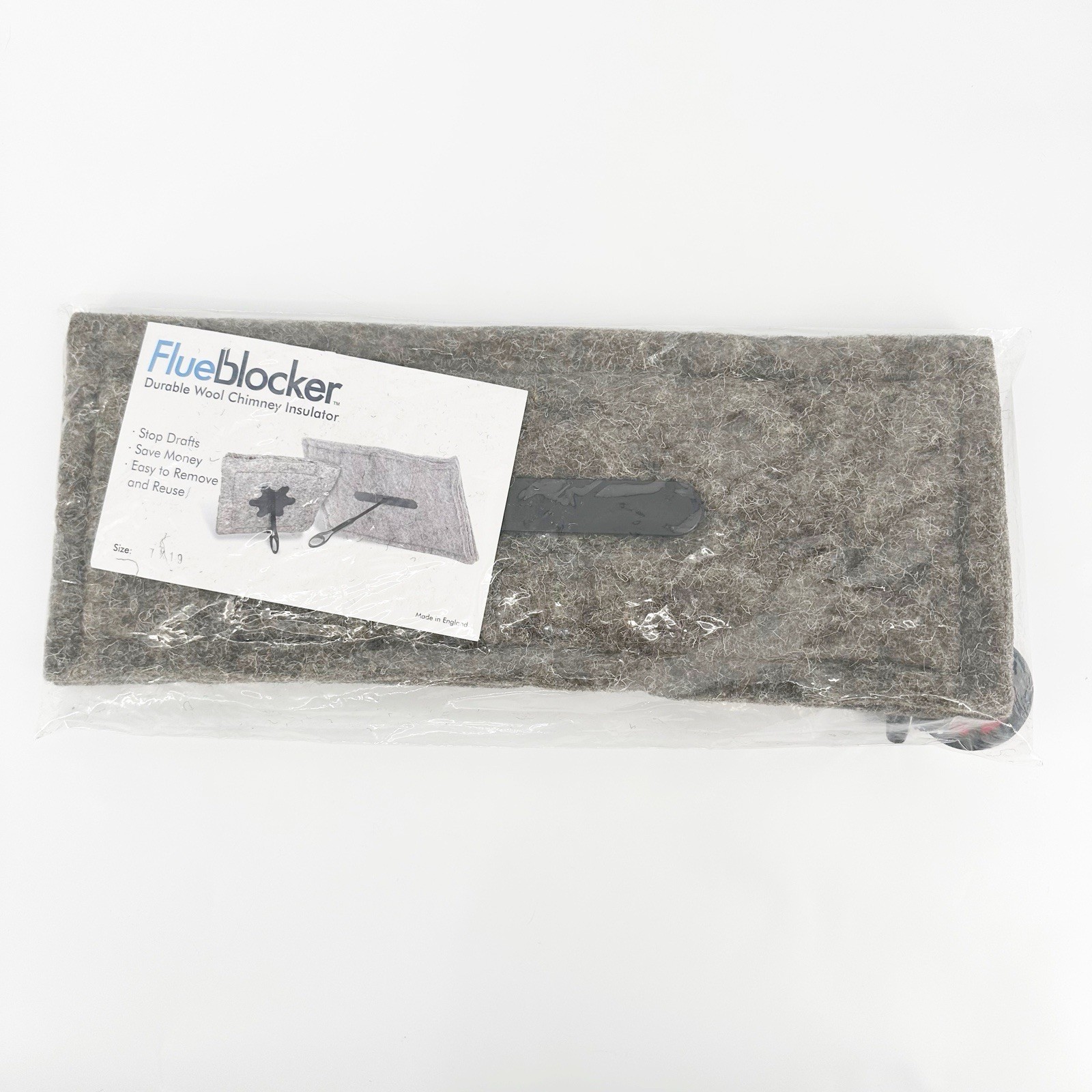 Flueblocker Chimney Flue Fireplace Draft Stopper 7" x 19" Wool Insulator gallery