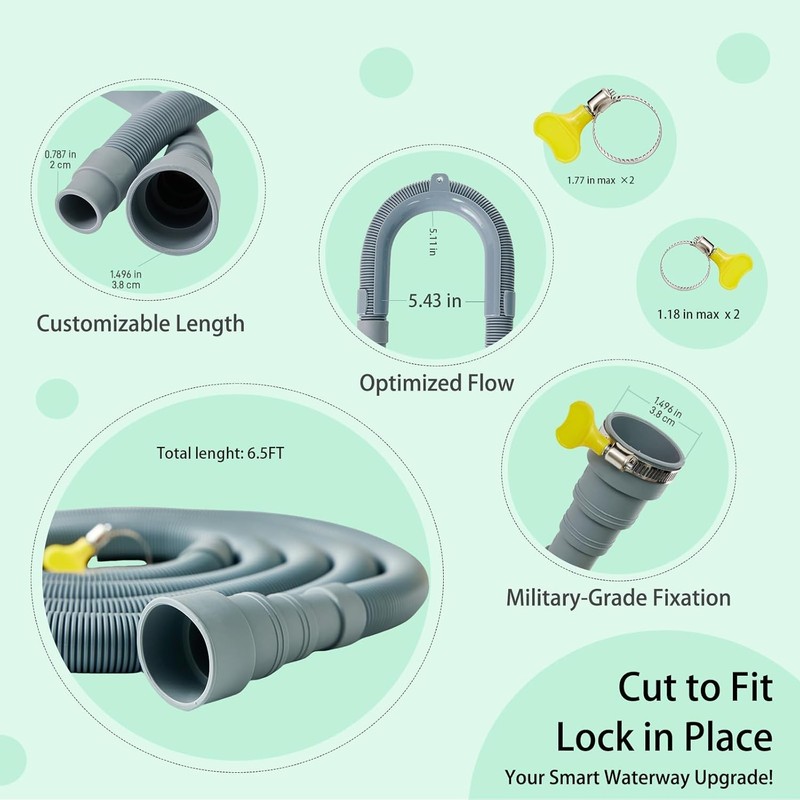 Universal Washing Machine Drain Hose Extension Portable Washer 6.5FT gallery
