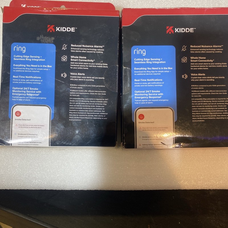 2 Pack Kidde Smart Smoke Detector, Ring App Real-Time Hardwi. Lot 2 gallery