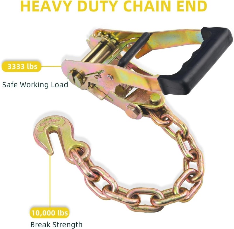 Car Tie Down Straps for Trailers Include 4 Ratchets with Steel Chain Anchors,... gallery