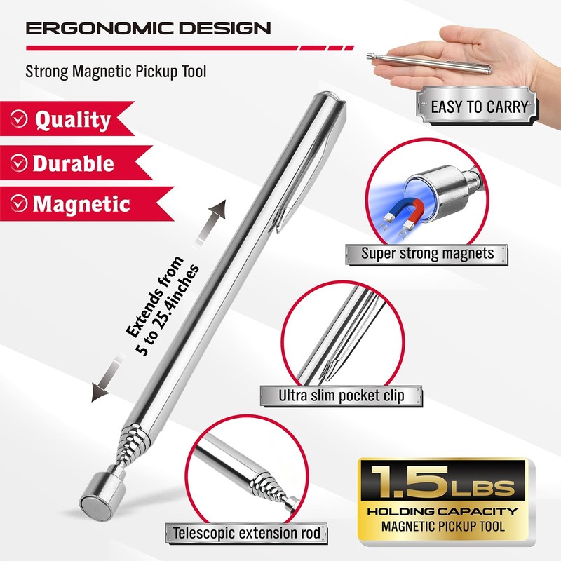 6-Piece Telescoping Magnetic Pickup Tools Set: 31in Portable Pickup... gallery