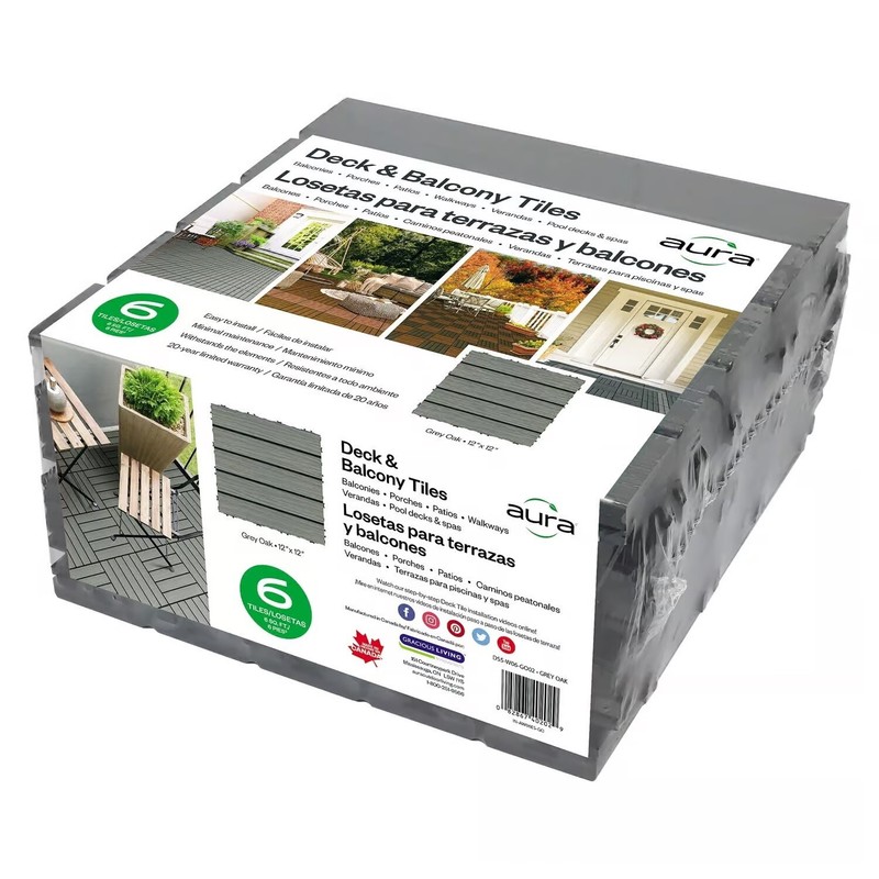 6PC Deck Patio Balcony Plastic Composite Outdoor Interlocking 12"x12" Tiles Grey gallery