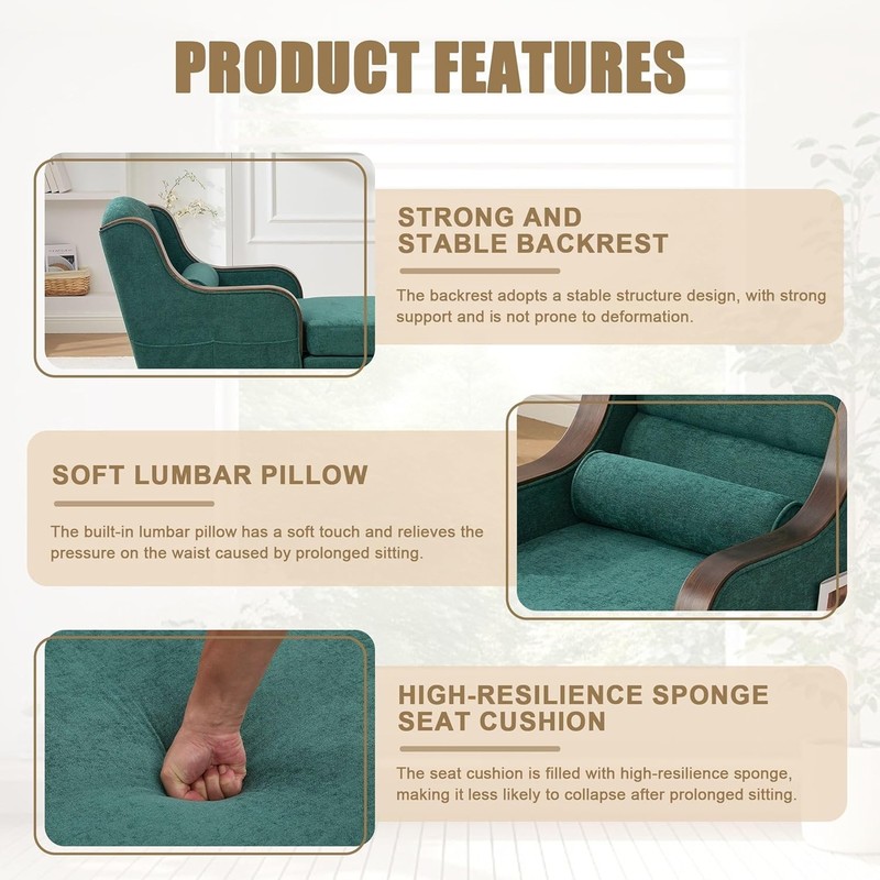 Oversized Chaise Lounge Indoor Solid Wood Frame Lazy Sleeper Armchair gallery