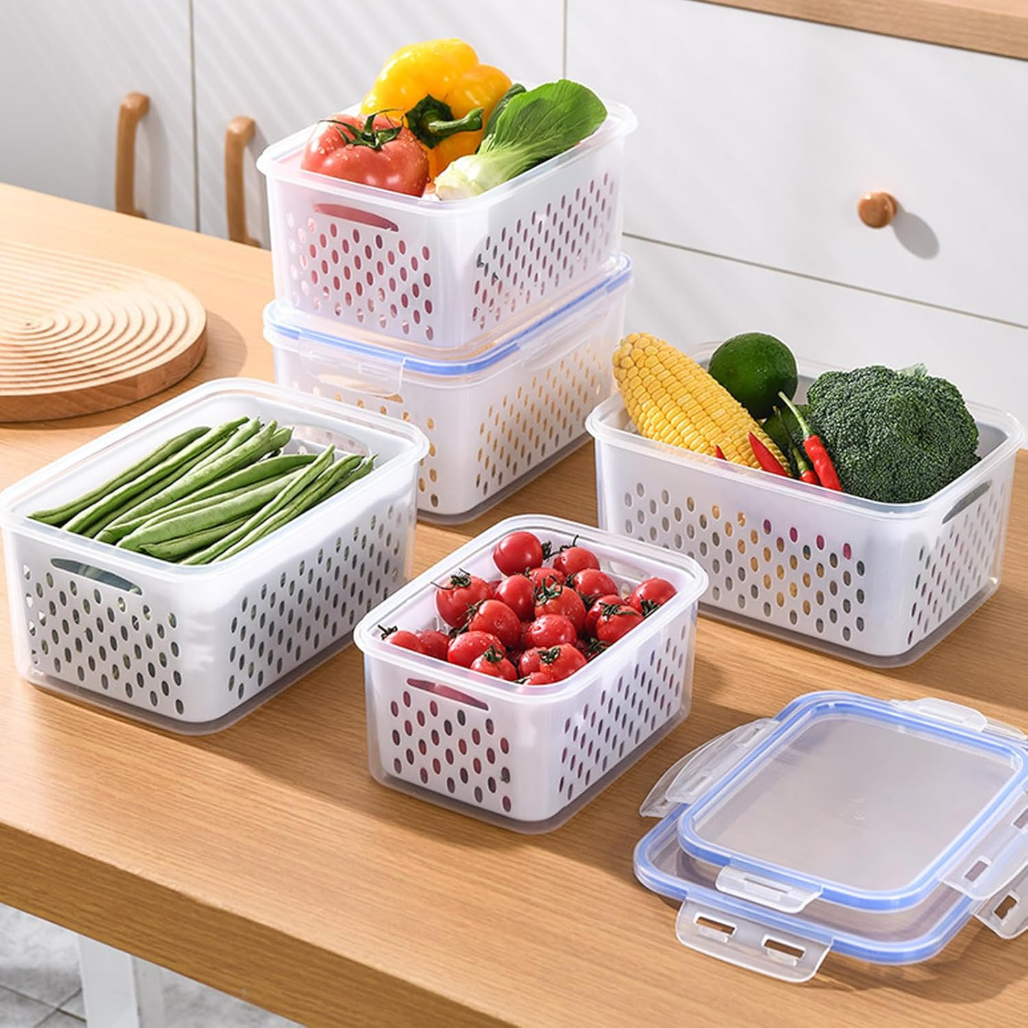 3 PCS Fruit Storage Containers for Fridge Food Berry Storage Container Set with gallery