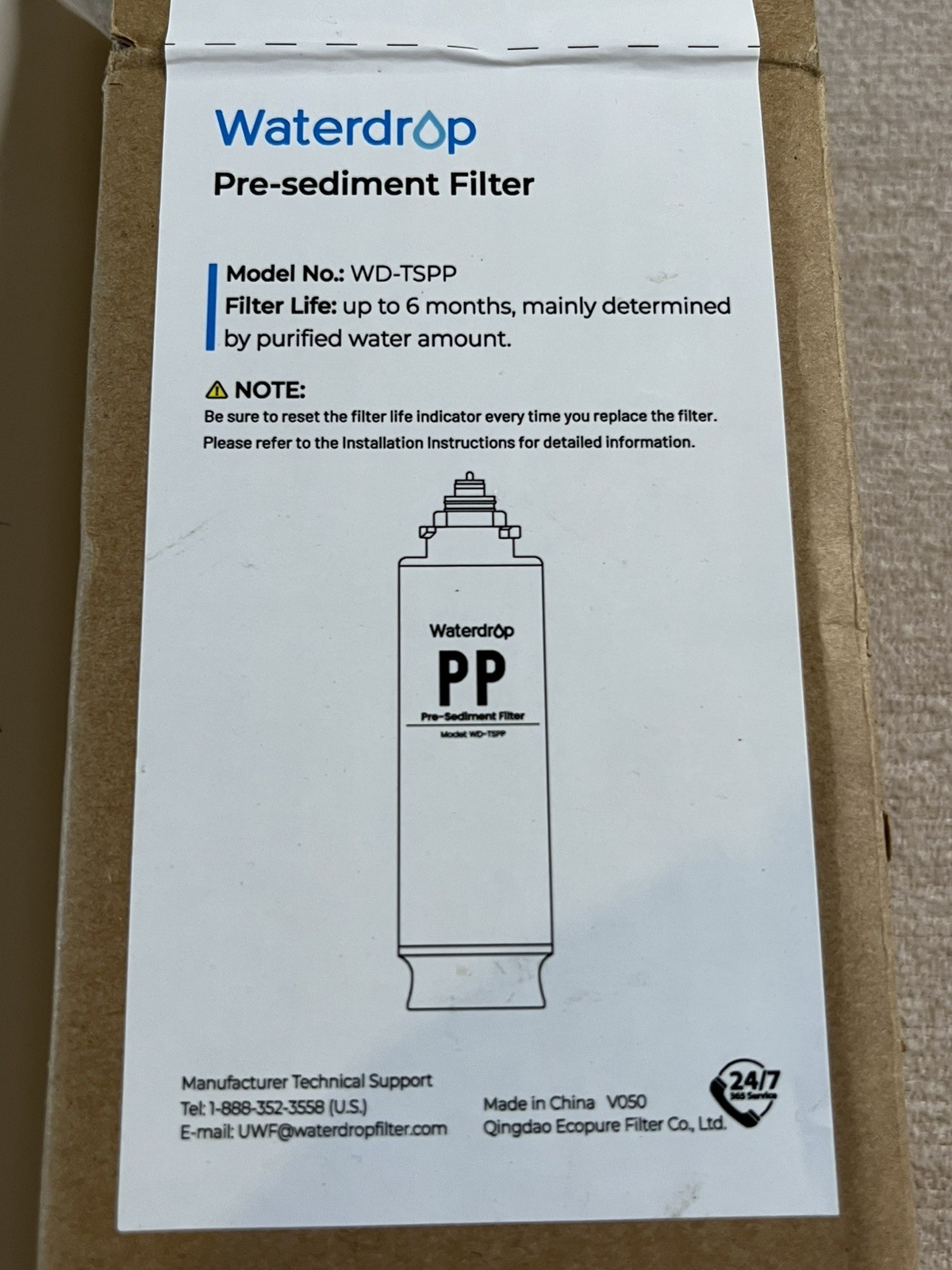 NEW Waterdrop PP Pre-Sediment Filter WD-TSPP 6 months Ultra Filtration gallery