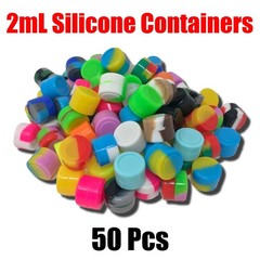 2ml Silicone Container Jar Multi Color Round Non-Stick Wholesale Lot 50 Pcs