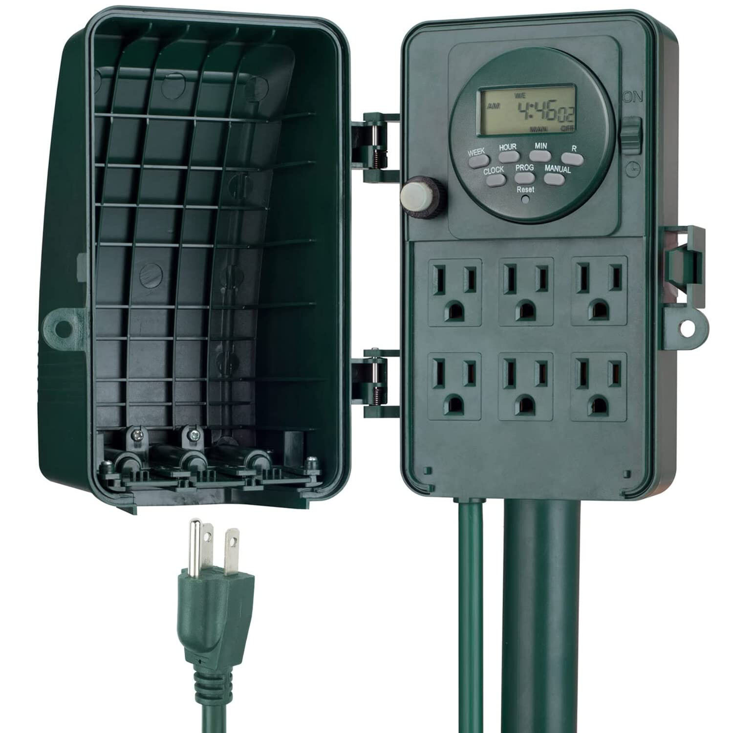 Outdoor Power Stake Timer 7 days Waterproof 6 Grounded Outlets Weatherproof gallery