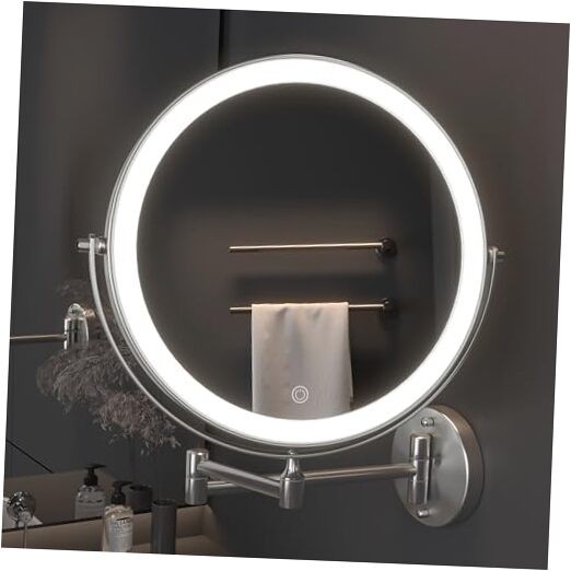 10-Inch Wall Mounted Makeup Mirror with Magnification, 10"L x 10"W Nickel gallery