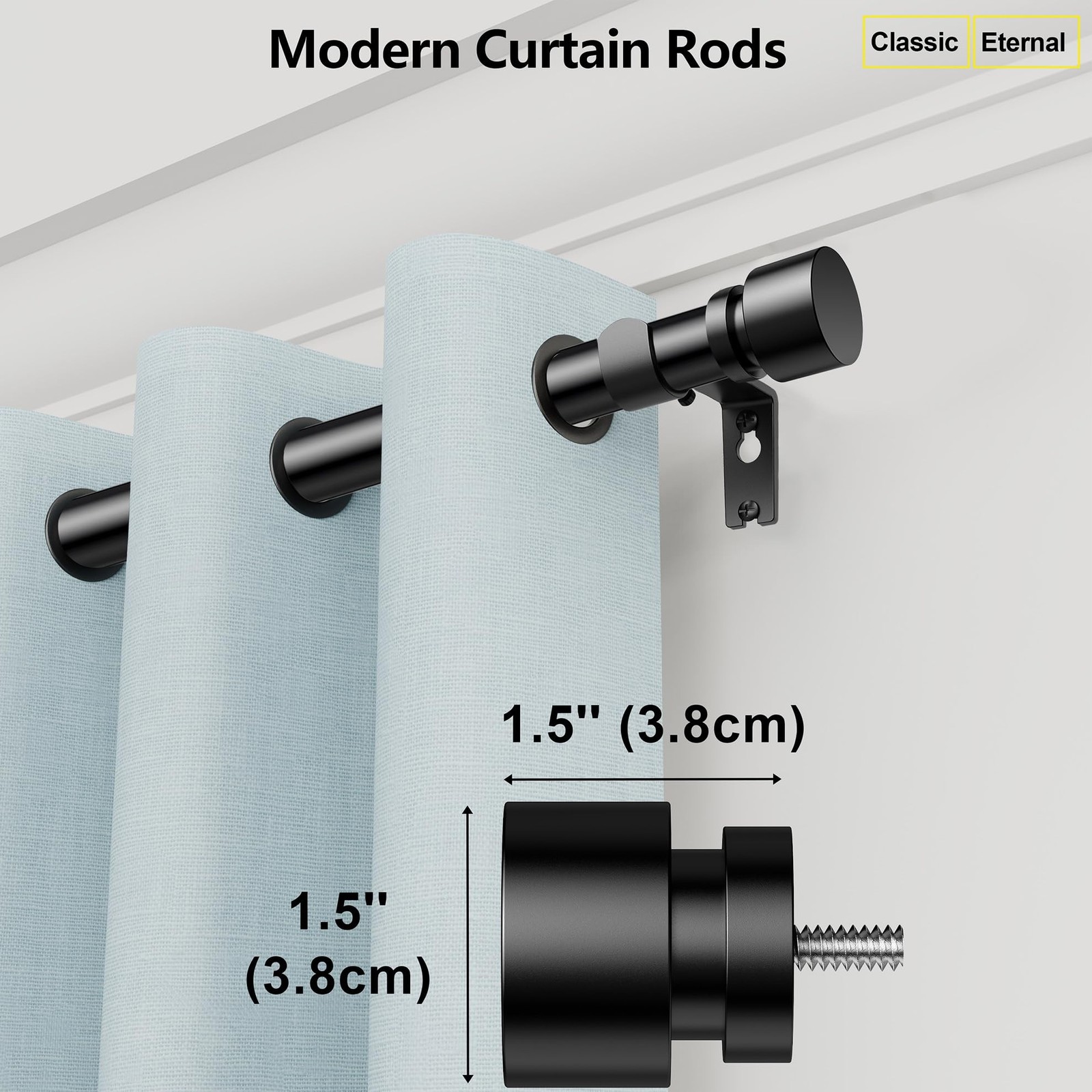 2 Pack Curtain Rods 18-75 inch, for Window 70 Inch, Adjustable Length Heavy D... gallery