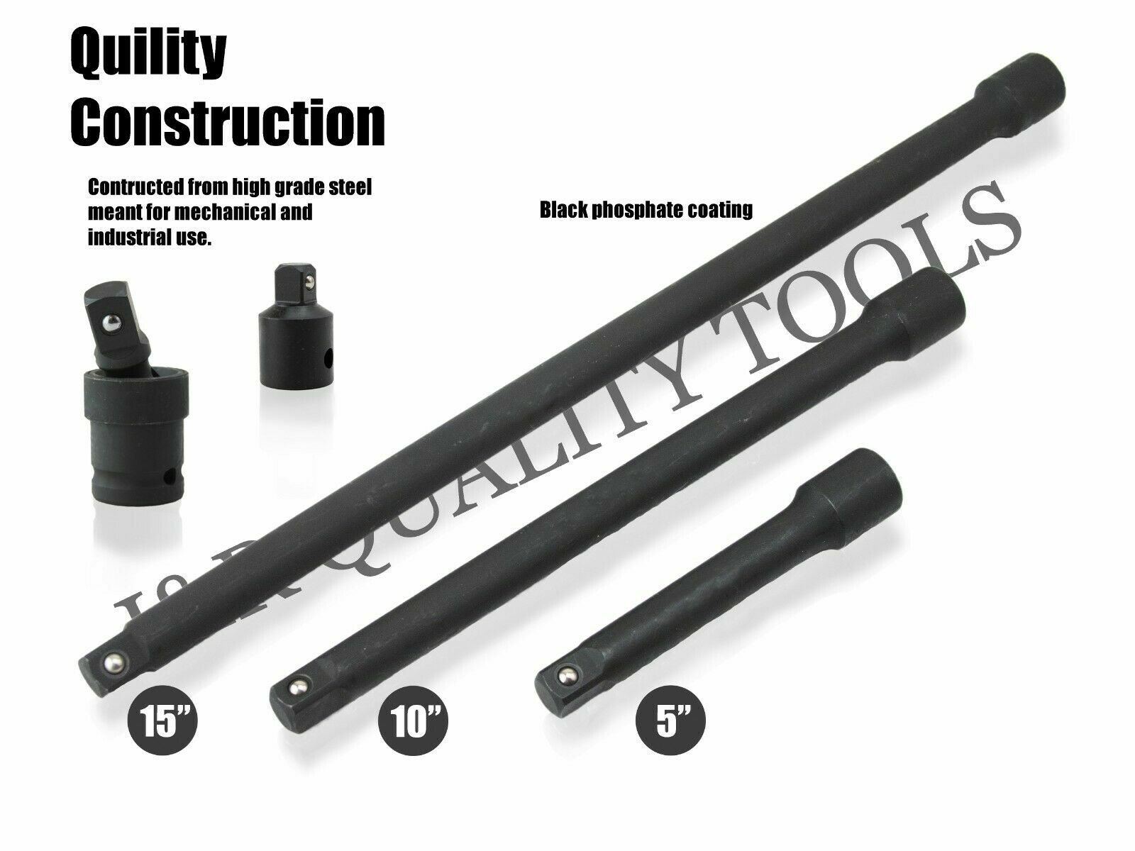 5pc Long Extension Bar Reducer Universal Air Impact Set 3/8 1/2 Air Ratchet gallery