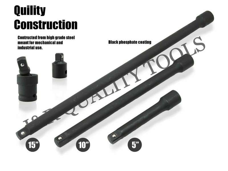 5pc Long Extension Bar Reducer Universal Air Impact Set 3/8 1/2 Air Ratchet gallery