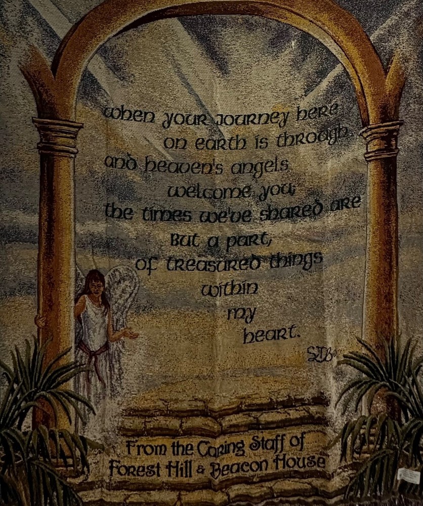 Tapestry throw blanket Forest Hill and Beacon House Message 49 x 58.5 in.