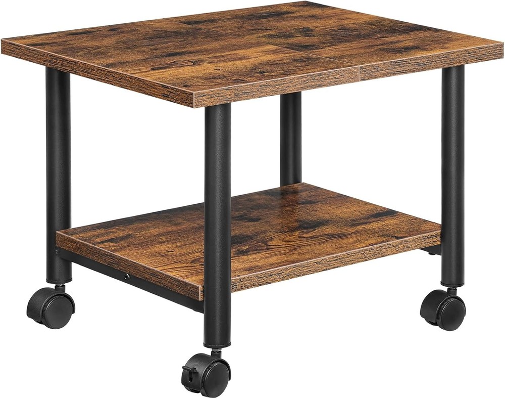 Printer Stand, 2-Tier Industrial under Desk Printer Cart with Shelf, Mobile Heav