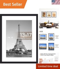 Classic Black Wall Hanging Picture Frame – Fits 10×14 with Mat or 13×17
