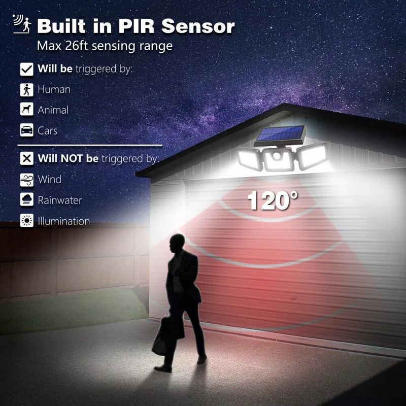LED Motion Sensor Solar Lights 2 Pack Outdoor IP65 Waterproof Security Lamp gallery