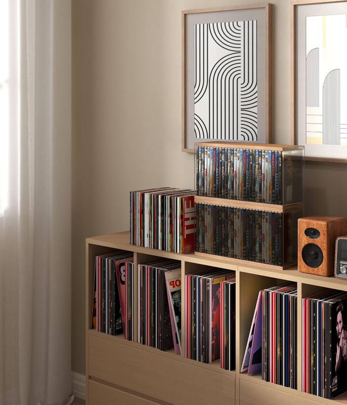 Retro Walnut-Colored MDF DVD Storage, DVD Holder, Video Game Rack, Blu Ray Disc gallery