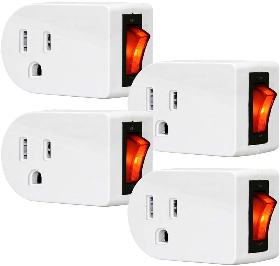 Grounded Outlet Adapter ETL Listed Wall Tap Adapter with Red Indicator On/Off gallery