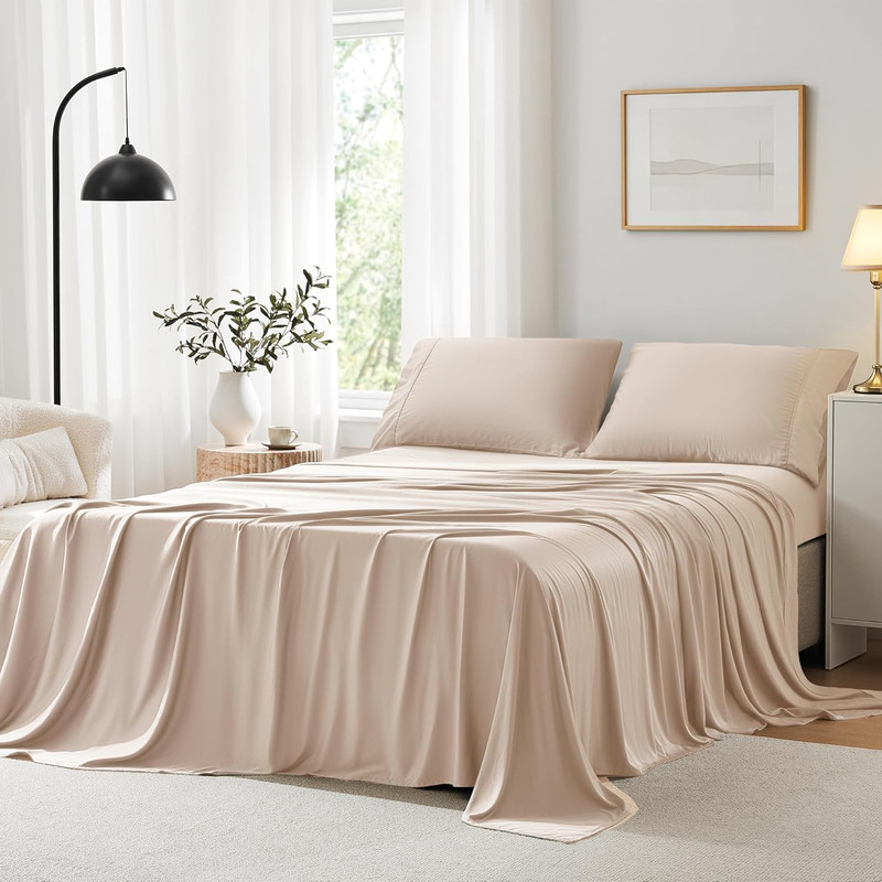 Cooling Sheets Split King Size Sandy - Rayon Derrived from Bamboo, Luxury Hotel gallery