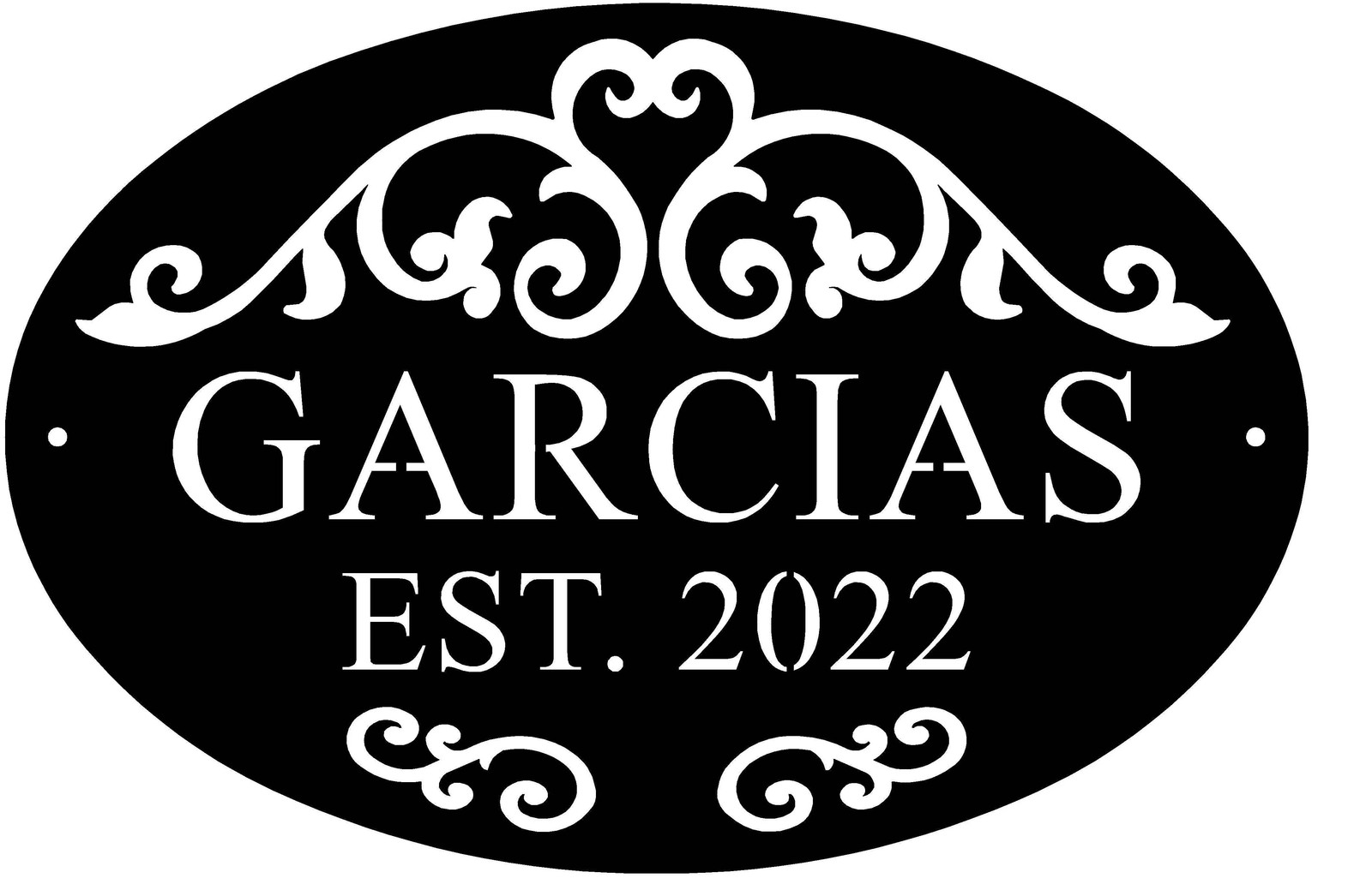 Stunning Scroll & Oval Name Number Plaque for Homes/ Weddings - Made in USA gallery
