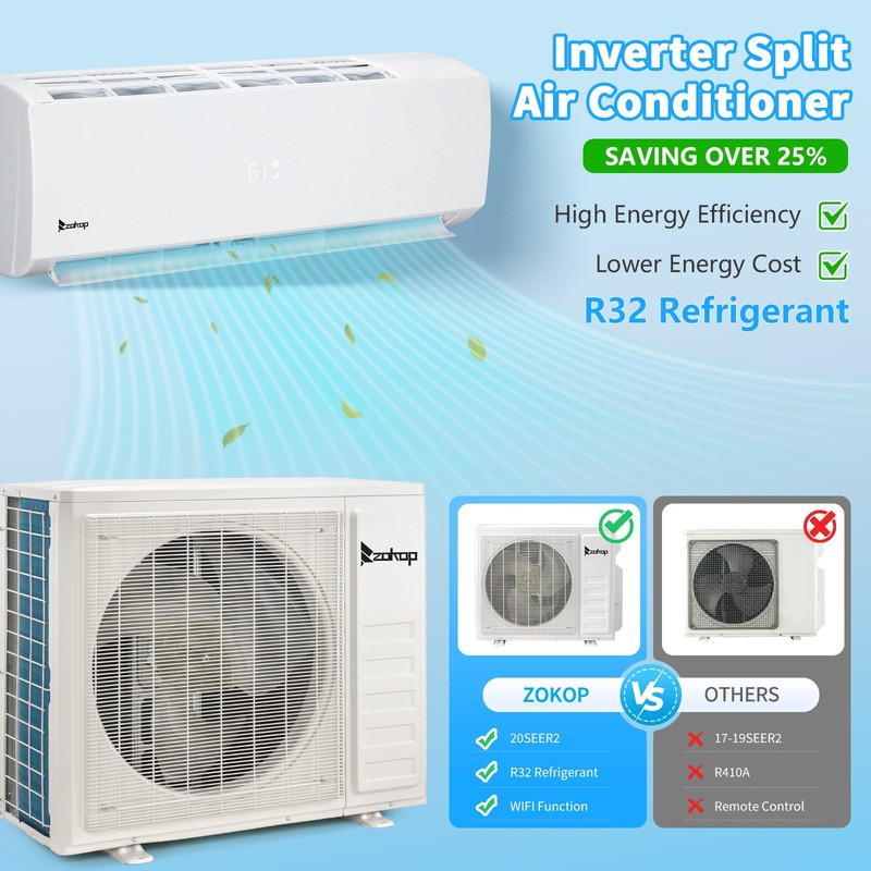 3 Zone 28000 BTU AC Ductless Mini Split Air Conditioner Inverter Heat Pump 9+9+9 gallery