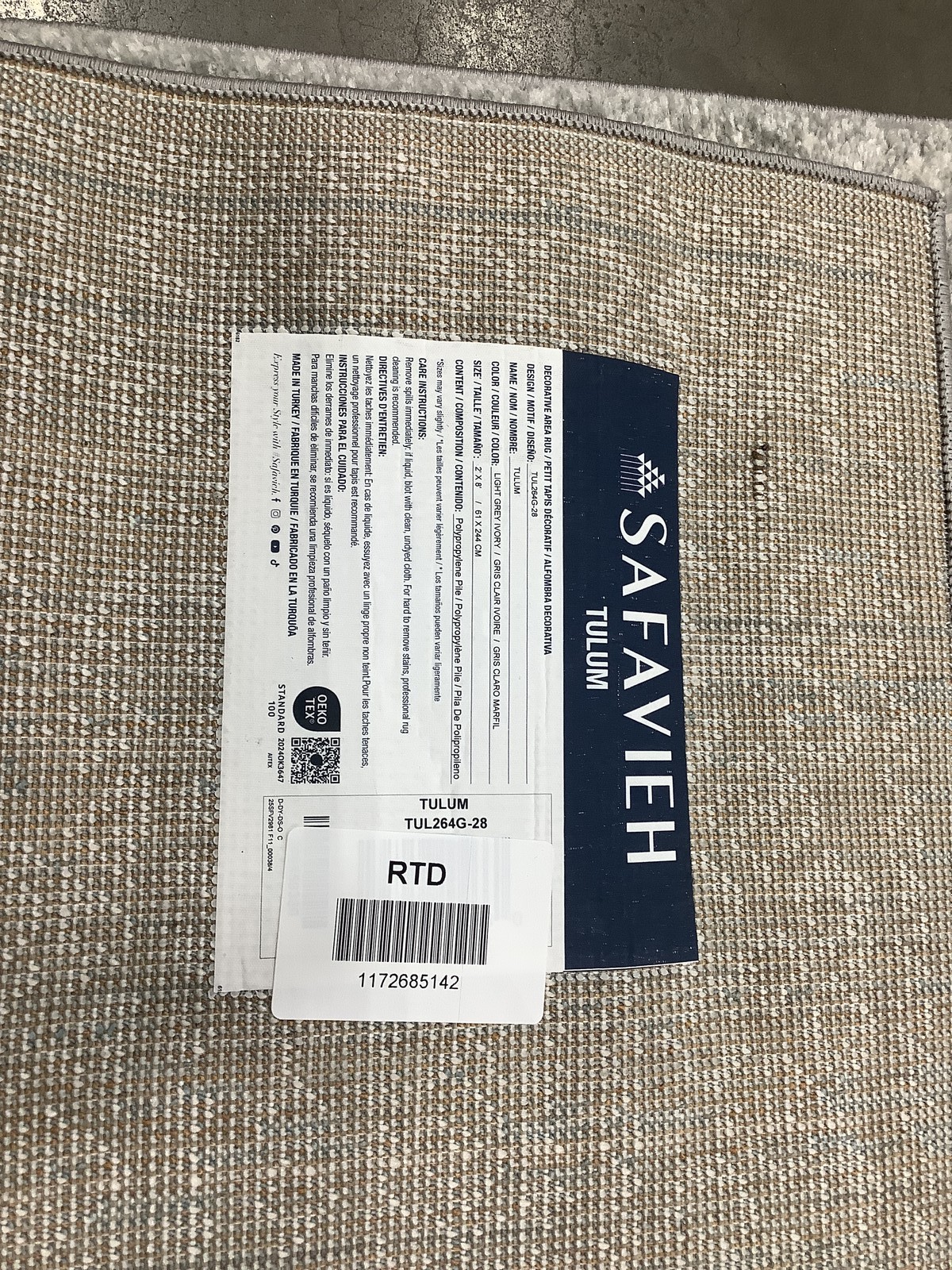 LTGREY / IVORY 2'-0" x 8'-0" Back Stain Rug, Reduced Price 1172685142 TUL264G-28 gallery