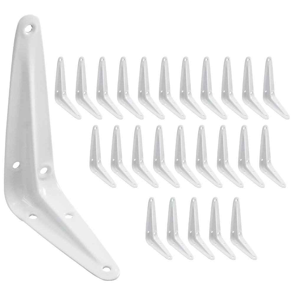Shelf Brackets 4 x 3 Inch, 24 Pack Heavy Duty White Metal - 60 lbs Load Capacity