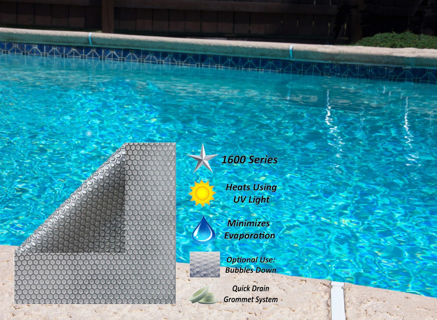 1600 Series Clear Swimming Pool Solar Blanket Cover w/ Grommet Kit - Choose Size gallery